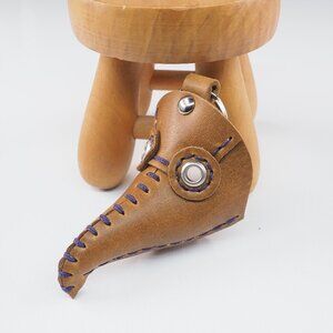 Plague Doctor Genuine leather Mini Mask Keychain Key Fob bag charm New 006